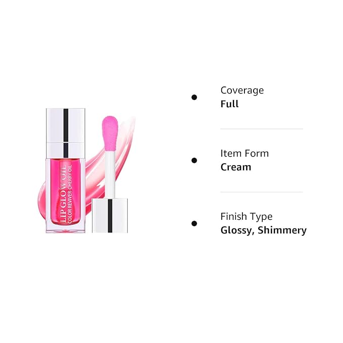 Lip Oil, Hydrating Lip Gloss Tinted Lip Balm Transparent Lip Care, Big Brush Head Glitter Shine, Long Lasting Nourishing Non-sticky Fresh Texture