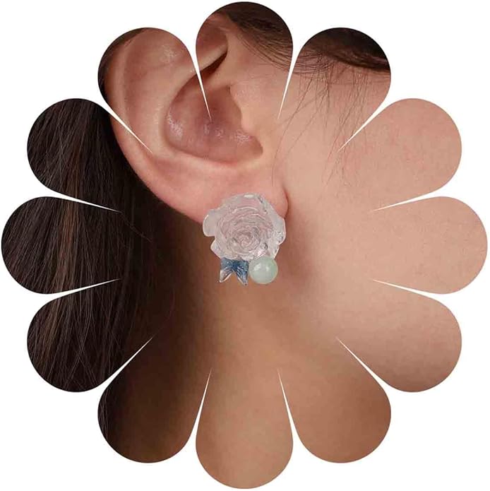 Vintage Resin Flower Earrings Camellia Flower