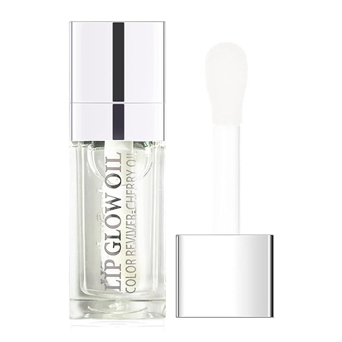 Lip Oil, Hydrating Lip Gloss Tinted Lip Balm Transparent Lip Care, Big Brush Head Glitter Shine, Long Lasting Nourishing Non-sticky Fresh Texture