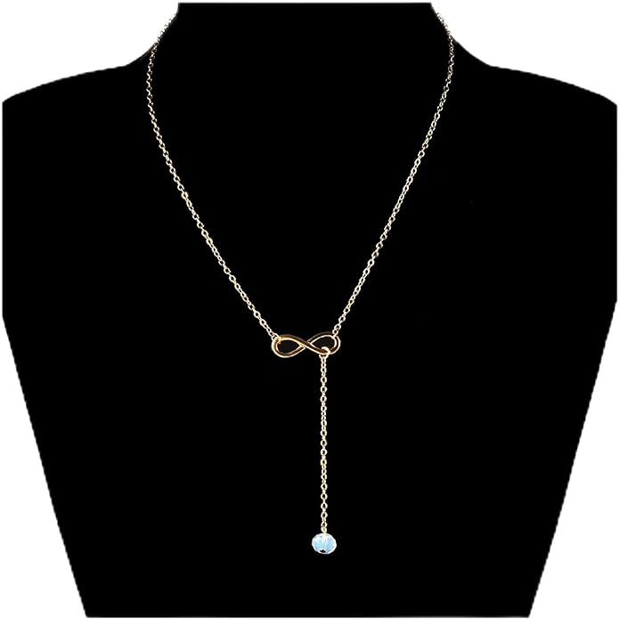 Boho Crystal Infinity Necklace Gold Y