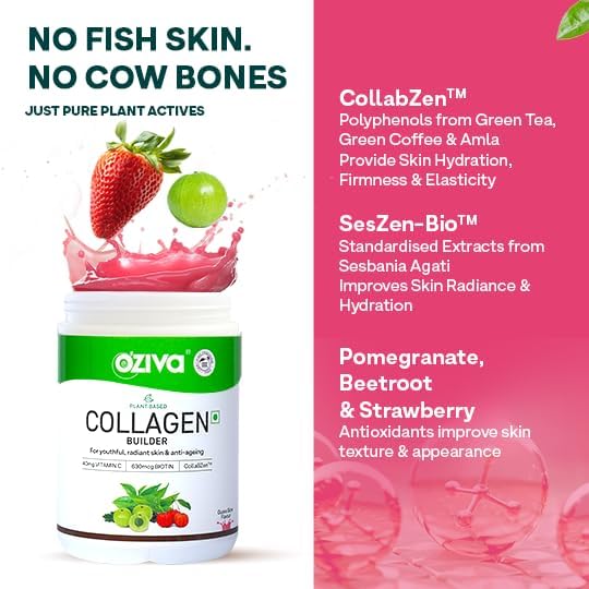 Plant Based Collagen Builder with Biotin & Silica, Acai Berry, Bamboo Shoot, Sea Buckthorn for Anti Aging Beauty, 0.55 lbs, 100% Natural & Vegan Friendly (0.55 lbs)