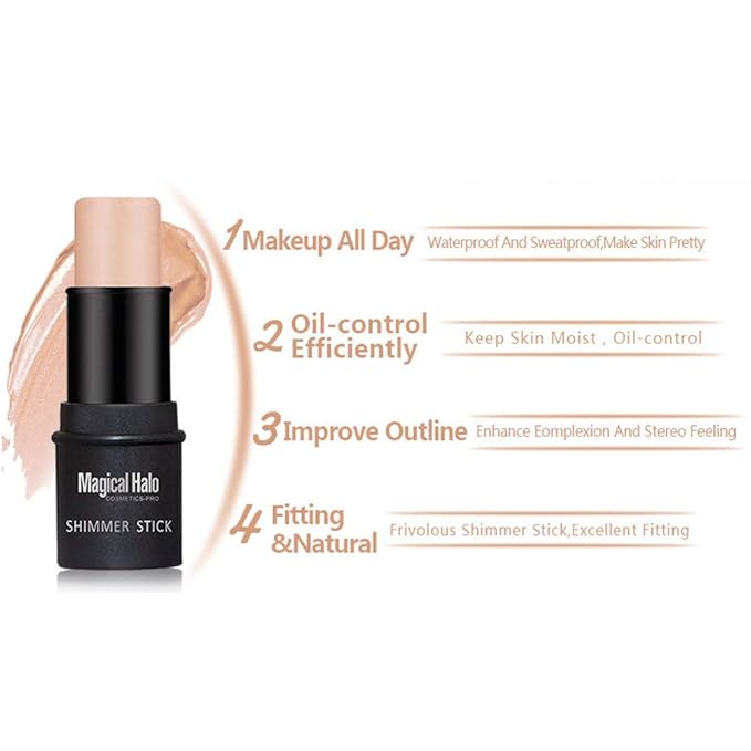 Magical Halo Stick,2Colors Magical Halo Highlighter Stick Powder Makeup Cosmetic(01#)