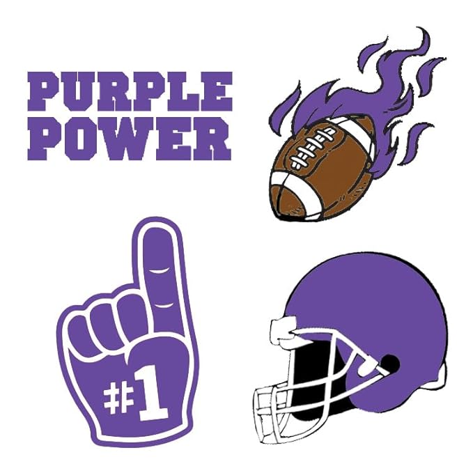 FashionTats Sport Spirit Temporary Tattoos | 100 Tattoos (Purple Finger)