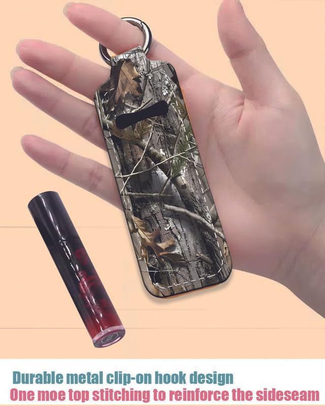 Chapstick Holder Keychain Holder Neoprene Lip Balm Lipstick Lip Gloss Holder Travel Accessory for Girls Women Gift(Camo)