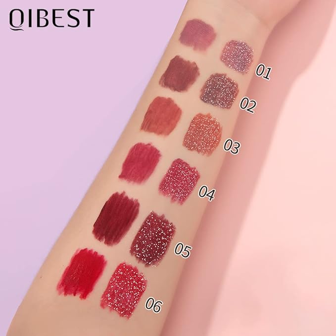 Double Head Lip Gloss Non Fading Lip Glaze Matte Mist Pearlescent Liquid Lipstick, 6-color suit