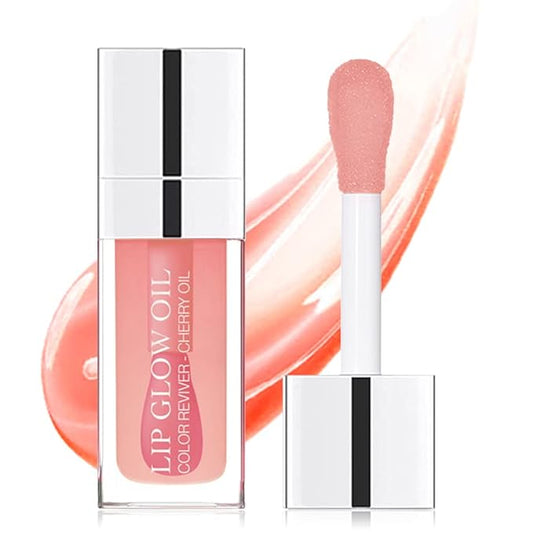 Charm Kiss Plumping Lip Oil, Hydrating Glitter Gloss Lip Gloss Transparent Toot Lip Oil Tinted, Big Brush Head Lip Glos Long Lasting Nourishing Non-sticky Fresh Texture Lip care products for Women