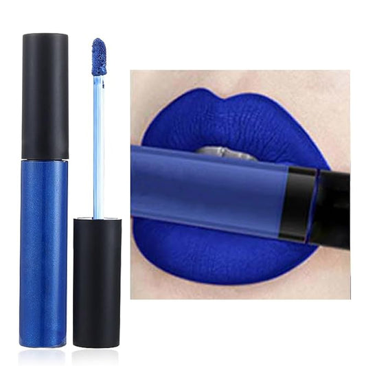 Edanta Kilshye Blue Lipstick Velvet Moisturizing Lipgloss High pigment Lip Glaze Halloween Cosplay Lips Makeup for Women and Girls (A-Blue)