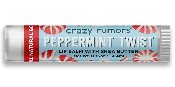 Crazy Rumors Peppermint Twist Lip Balm. Plant-Based,