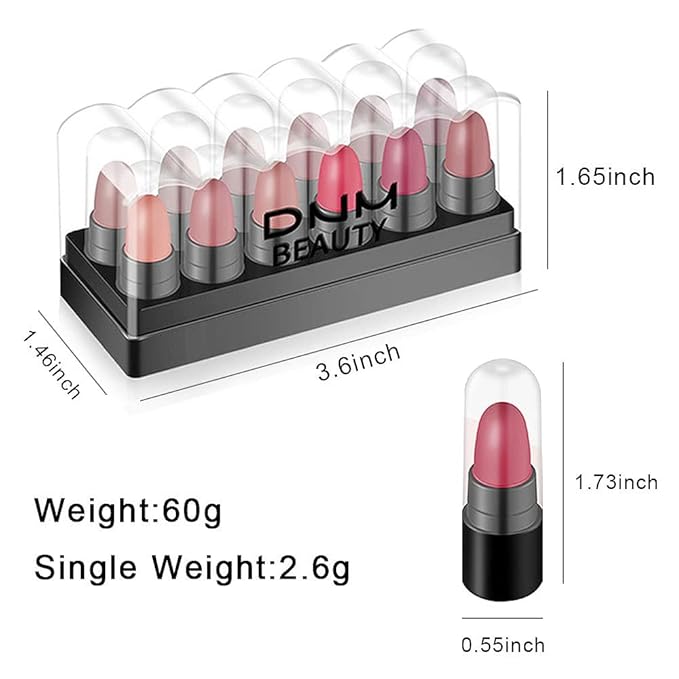12Pcs Mini Capsule Makeup Lipstick Pills Mini Set Lipstick