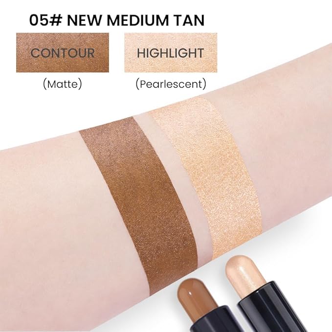 Kaely 2in1 Cream Bronzer Highlighter Stick,Face Shaping Contouring Shades Makeup,05