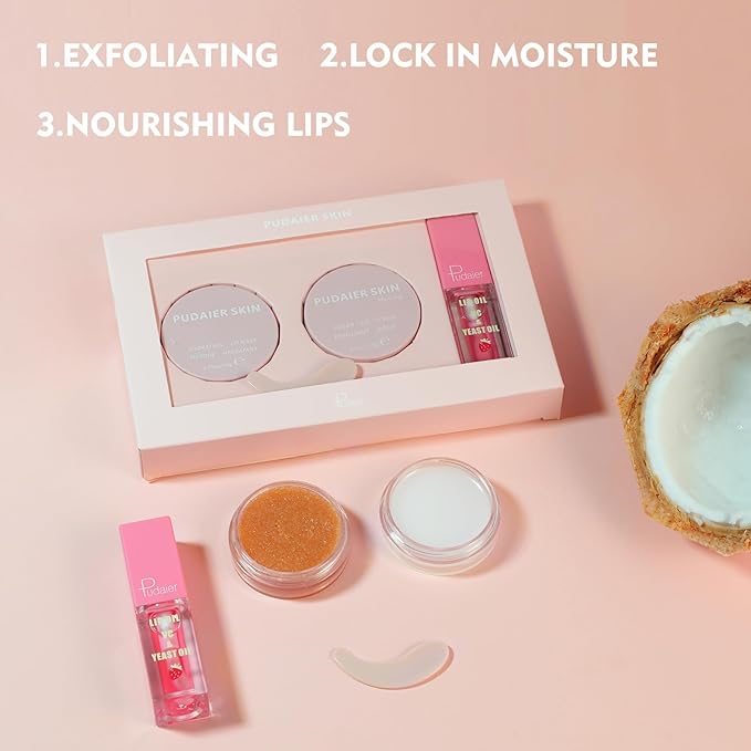 Pudaier 3Pcs Lip Care Kit All
