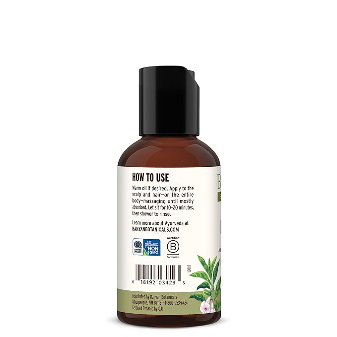 Banyan Botanicals Brahmi Oil with Sesame Base – Organic Ayurvedic Massage Oil with Gotu Kola and Bacopa – Calming Massage Oil for Focus & Relaxation – 2 oz – Non GMO Sustainably Sourced Abhyanga Oil