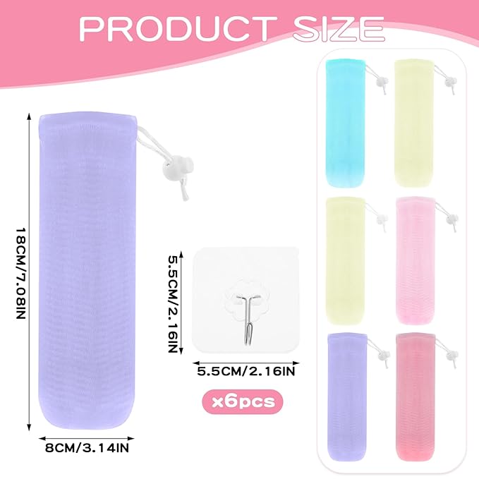 6Pcs Exfoliating Mesh Soap Bar Soap