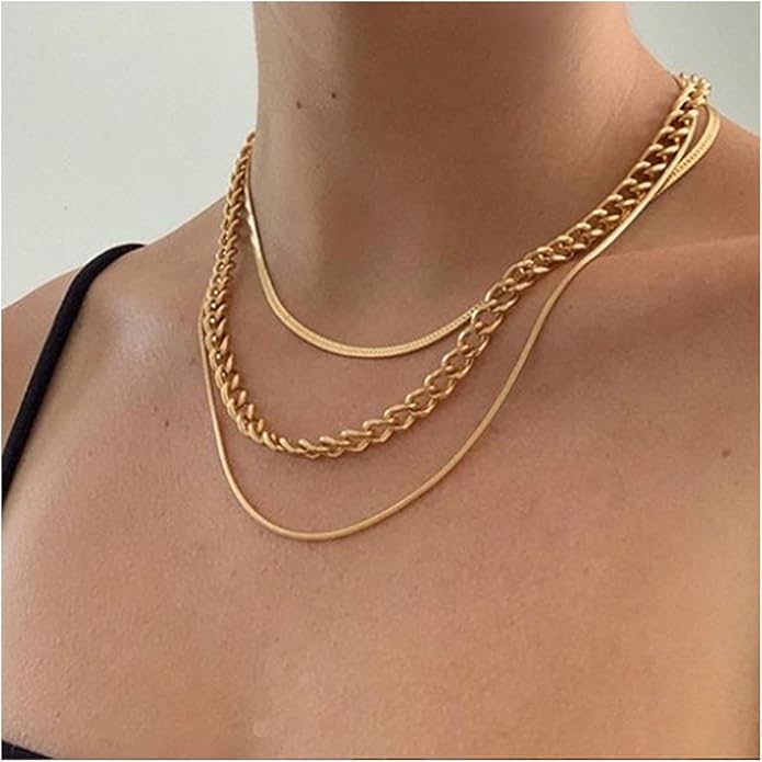 Vintage Layered Snake Chain Necklace Chunky