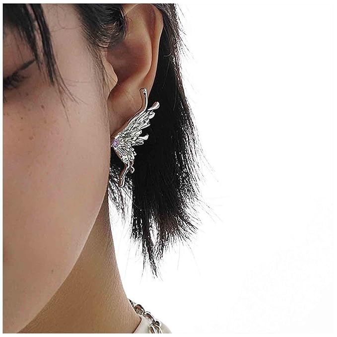 Punk Butterfly Wing Earrings Rhinestone Wing