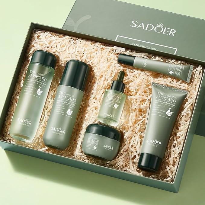 Avocado Skincare Sets,Skincare Gift Set with Facial Cleanser, Face Serum, Face Cream, Eye Cream, Toner, moisturizing Lotion, Anti Aging Skin Care Sets & Kits, Hydrating Facial Kit for women (6Pcs)