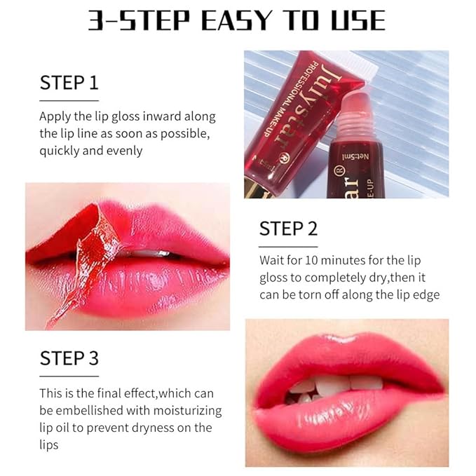 Charm Kiss Lip Stain Peel Off,Peel-Off Lip Glaze,Tattoo Glaze,Tattoo