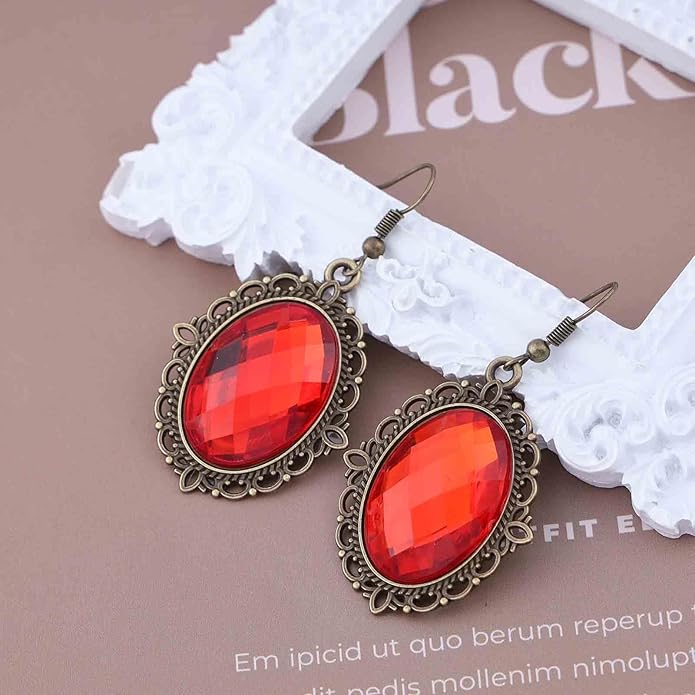 Vintage Black Crystal Drop Earrings Oval