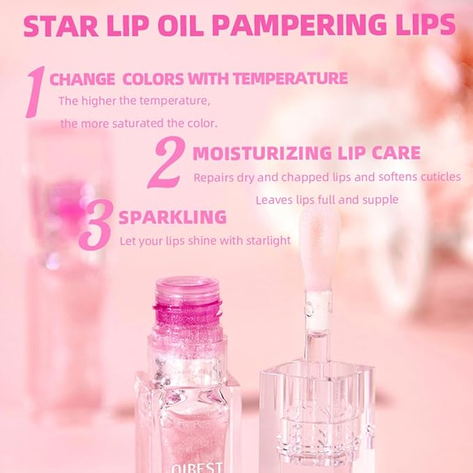 Yasovigi Magic Color Changing Lip Oil, Plumping Moisturizing Lip Oil, Big Brush Plumping Lip Gloss Non-sticky Lip Primer