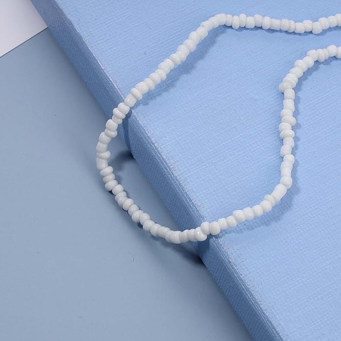 Boho Seed Bead Choker Necklace Tiny Rice Bead