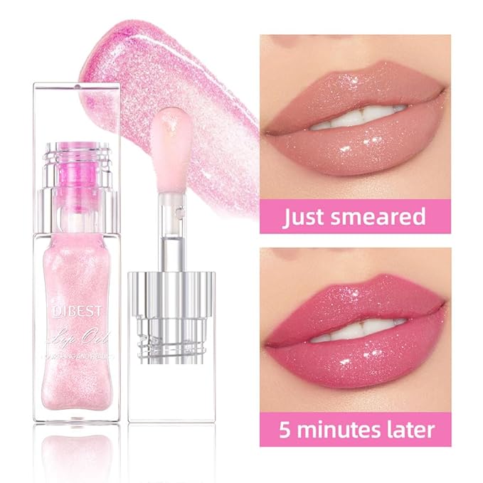 Yasovigi Magic Color Changing Lip Oil, Plumping Moisturizing Lip Oil, Big Brush Plumping Lip Gloss Non-sticky Lip Primer