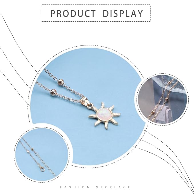 Bohemia Sun Choker Necklace Chain Sunflower Opal Pendant