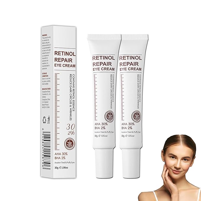 Retinol Repair Eye Cream,Reduces the appearance of dark circles,Stretch wrinkles at the corners of the eyes,moisturize and improve eye bags,Suitable for all skin types,1.05oz(2pcs)