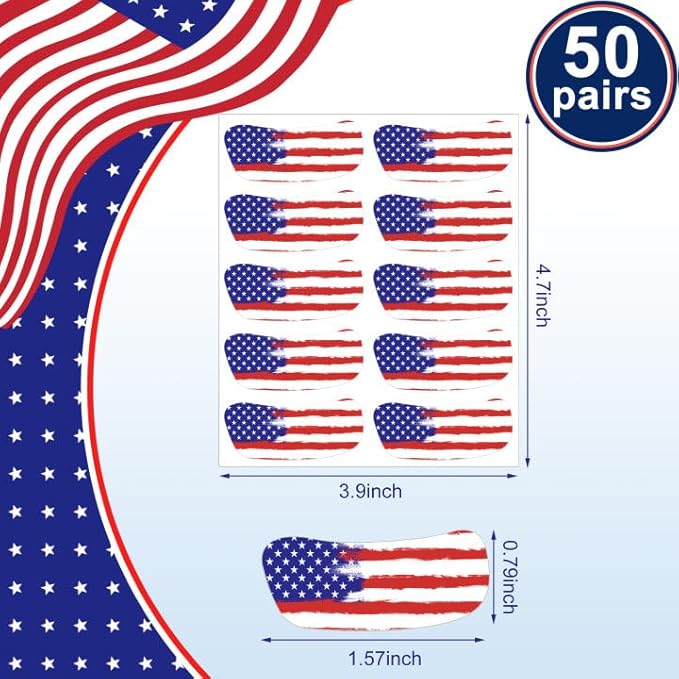 EBaokuup 50 Pairs Sport American Flag Eye Stickers, Party