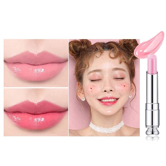 3 Pcs Color Changing Change Lipstick Lip Balm, Korean Magic Lipstick Color Change Changing Lip Tint Tinted Stain Gloss Balm Long Lasting Waterproof Moisturizer Jelly Crystal Lipstick Set for Women