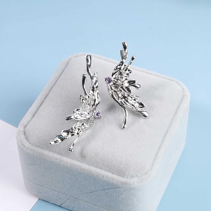 Punk Butterfly Wing Earrings Rhinestone Wing