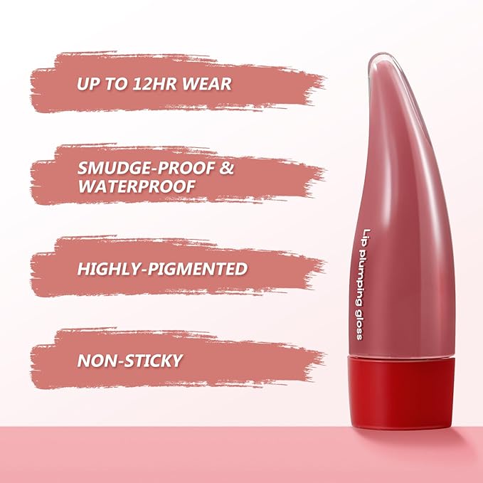 Plumping Lip Gloss,Lip Oil,Highly-Pigmented Lip Gloss,Non-Sticky Lip Stain,Long-Lasting,Moisturing Plumping