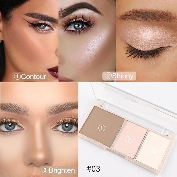 3 IN 1 Brown Nude Face Highlight Bronzer