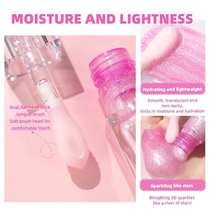 Yasovigi Magic Color Changing Lip Oil, Plumping Moisturizing Lip Oil, Big Brush Plumping Lip Gloss Non-sticky Lip Primer