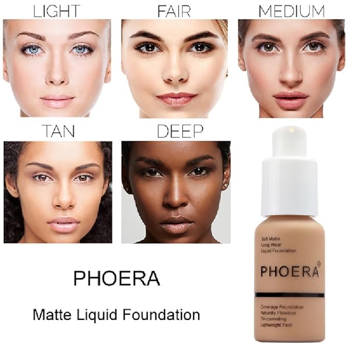 PHOERA Foundation, Flawless Soft Matte Liquid Foundation 24 Pcs-102- Nude)