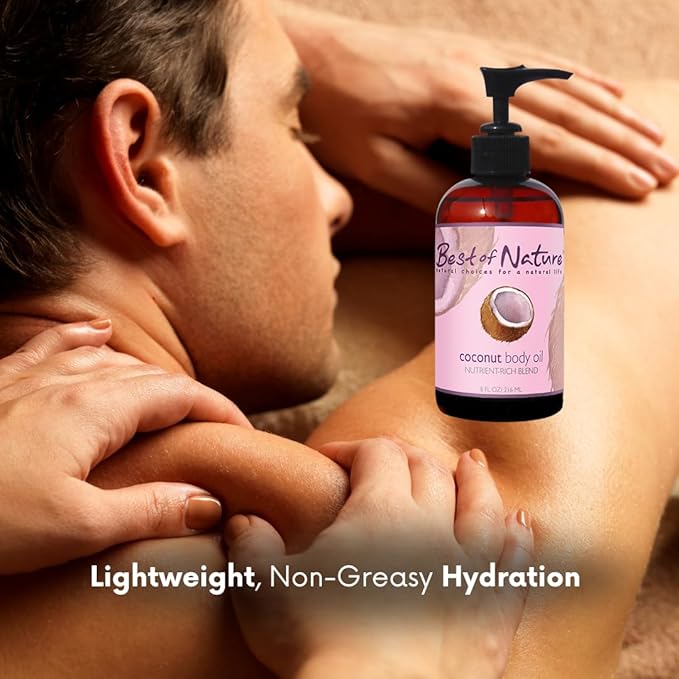 Best of Nature 100% Pure Fractionated Coconut Oil - Liquid MCT Massage & Body Oil, Unscented Moisturizer for Hair, Skin, Face, Aromatherapy Carrier for Essential Oils, Half Gallon (64 fl oz)