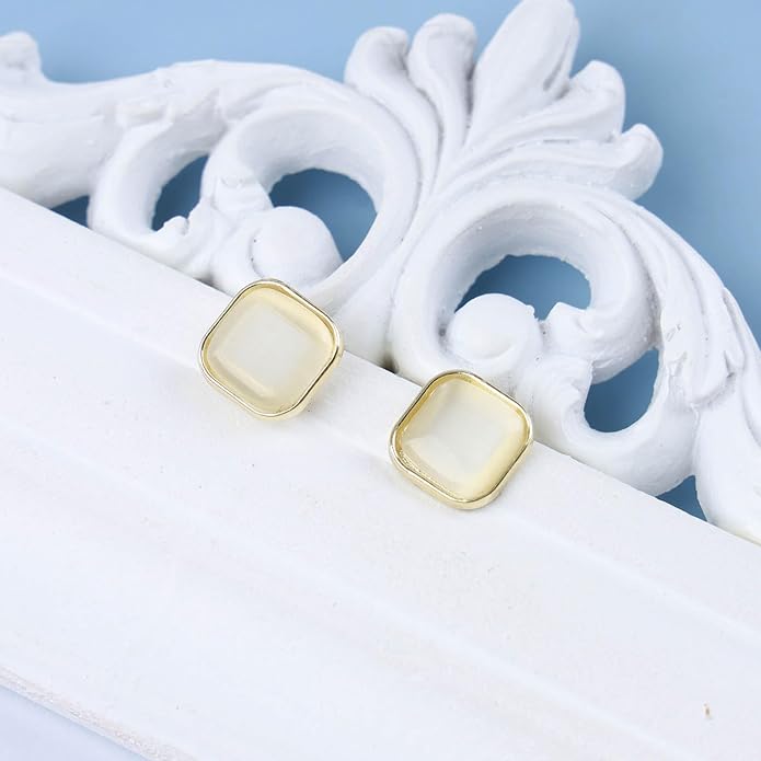 Vintage Square Opal Earrings Opal Square Stud Earrings