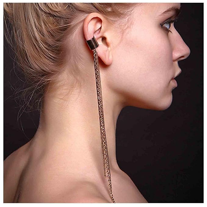 Boho Chain Tassel Earrings Gold Long Drop Dangle