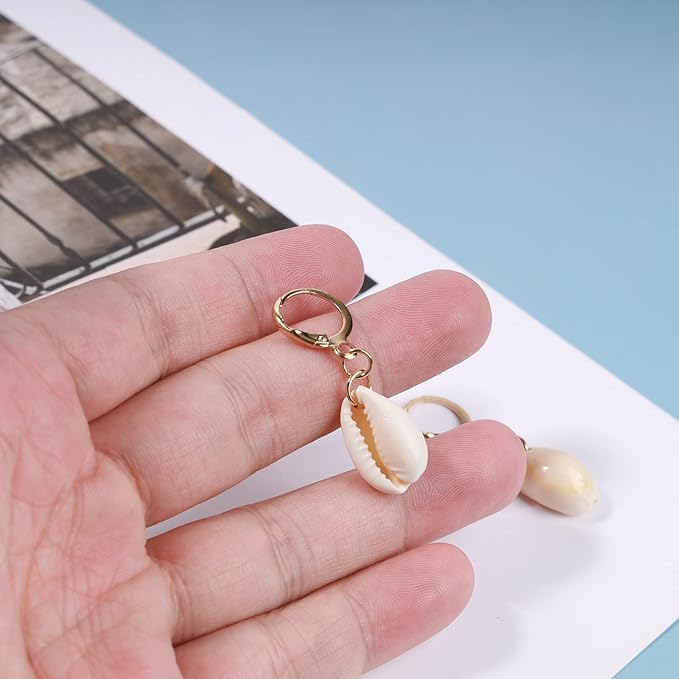 Natural Cowrie Shell Earrings Gold Boho Dangle Shell