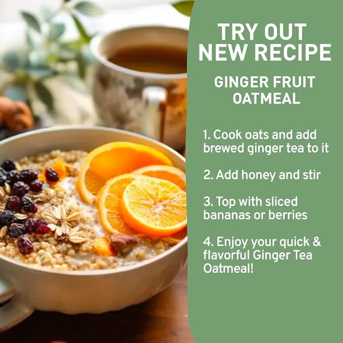 HANDPICK, Organic Ginger Tea Bags (100 Herbal Tea Bags), Caffeine Free & 100% Pure Ginger Root |Soothing & Spicy Blend | Round Eco Conscious Teabags