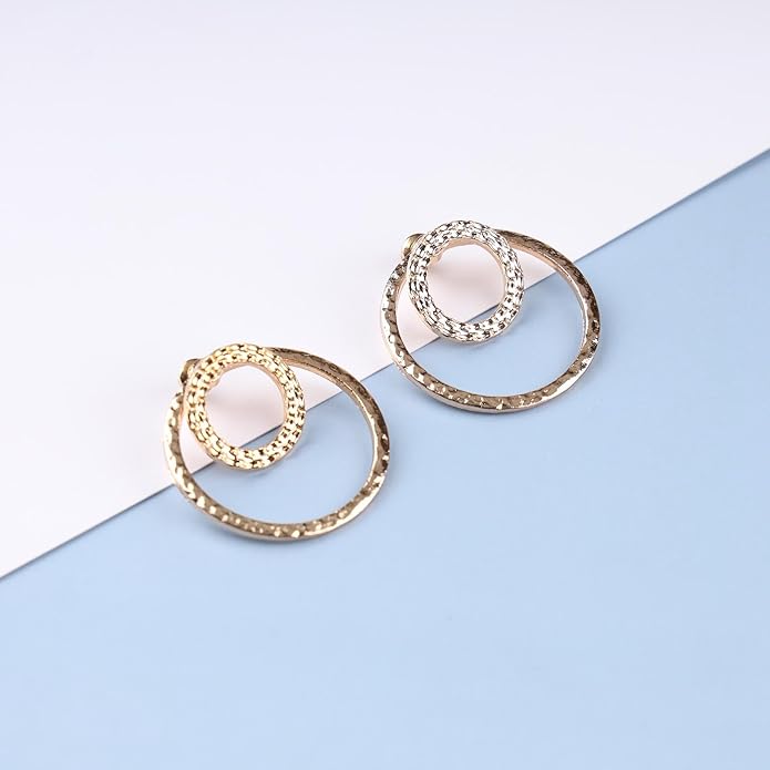 Vintage Crystal Circle Ear Jacket Earrings CZ Hollow