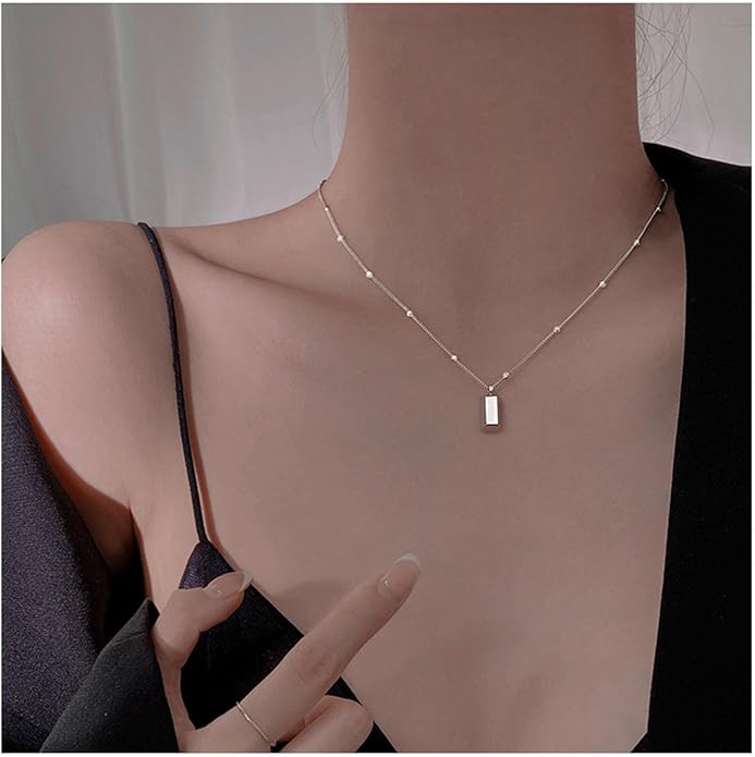 Vintage Square Pendant Necklace Polish Square