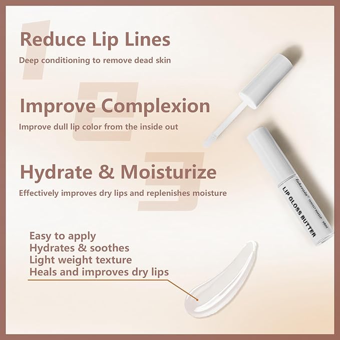Lip Liner Marker Pen, Lip Stain Liquid Lip Liner Pencil Kit, Waterproof and Long Lasting Nude Lip Liner and Lip Gloss Combo, Non-Stick Cup Nourishing Clear Lip Butter Gloss Set Makeup