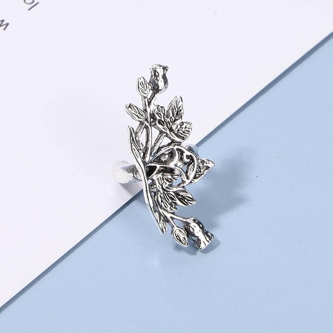 Boho Leaf Earcuff Earrings Silver Leaves