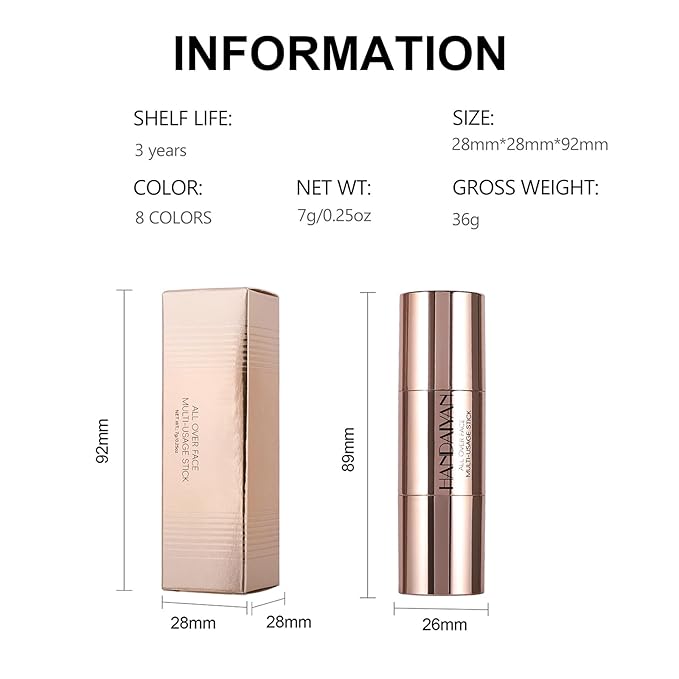 8 Colors Cream Contour Sticks Makeup Kit, Dual-Ended Concealer (01#)