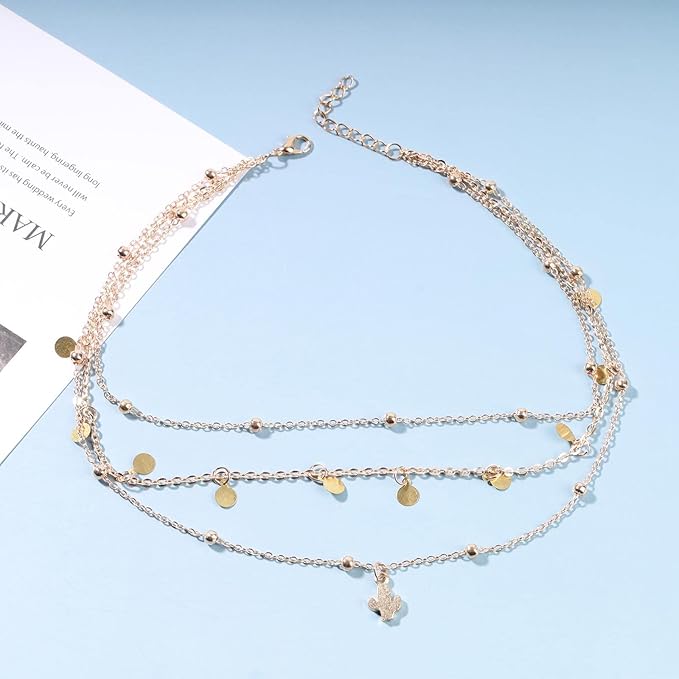 Boho Layered Disc Coin Necklace Choker