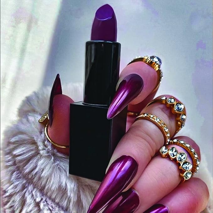 Semi-Matte Lipstick - Fierce, Deep Purple - Natural Moisturizing Ingredients for All Day Wear - Paraben-Free, Cruelty-Free, Vegan Formula - Hydrating Highly-Pigmented Lip Makeup