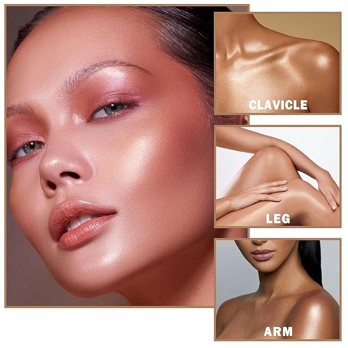 2Pcs Shimmer Body Oil, Lasting Moisturizing Luster 4 & BRONZE)