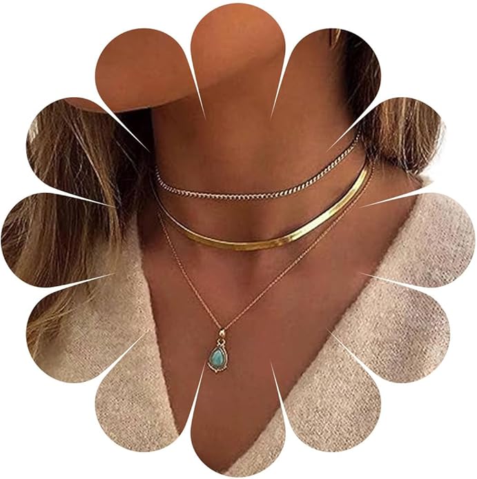 Vintage Layered Turquoise Necklace Turquoise Pendant
