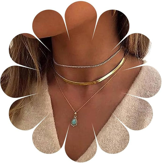 Vintage Layered Turquoise Necklace Turquoise Pendant