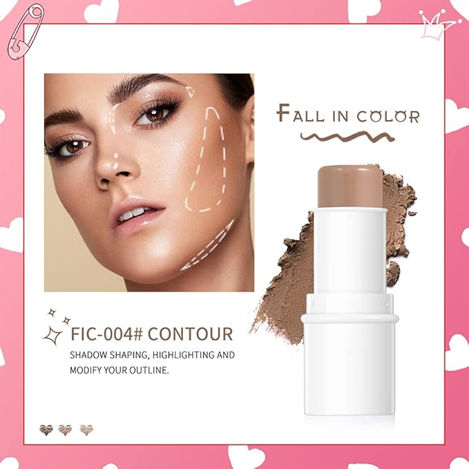 Makeup Sticks Set, Matte Cream Blush Stick for & Contour)